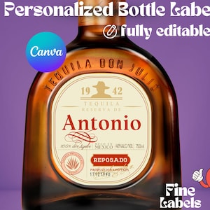 Don Julio Reposado Fully Editable - Fully Customizable Canva Templates, Custom Reposado Don Julio Label, Tequila Label, Custom Label Gift
