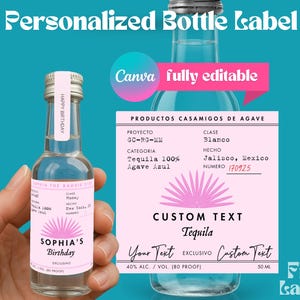 Custom Casamigos 50ml Label – Personalized Mini Tequila Bottle Label – Editable Canva Template – Instant Download, For Birthday, Anniversary
