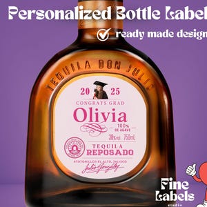 Étiquette rose Don Julio personnalisée fille - étiquette de tequila Reposado imprimable pour anniversaire, étiquette personnalisable, anniversaire, mariage, cadeau de remise des diplômes