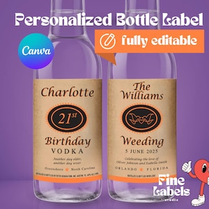 Custom Tito&#39;s Vodka Label Template: Mini Bottle Favor (Digital Download)