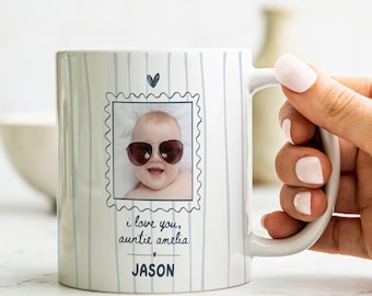 New Auntie Mug with Baby Photo, First Mothers Day Gift from Nephew Niece, Auntie Keepsake, First Time Tia Zia, Birthday Present for New Aunt