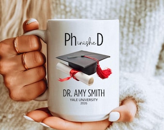 Taza de graduación de doctorado personalizada, taza de Phinished, regalo de graduación de doctorado, taza de café de doctorado, taza de doctorado personalizada para él o ella