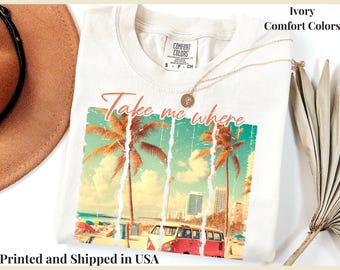 Travel Memory Gift, Custom Coastal Wanderlust Tee, Retro Beach Memory Shirt, Personalized Summer Road Trip Tee