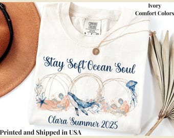 Ocean Lover Gift, Custom Ocean Soul Whale Tee, Watercolor Ocean T-Shirt, Personalized Coastal Beach Shirt, Comfort Colors® Tee