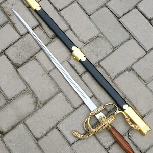 Elegant Golden Hilt Rapier Sword with Scabbard – Decorative Collectible