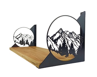 Archivo DXF de soporte para estante de montaña: diseño de estante de pared de acero cortado con láser, 3 tamaños, compatible con CNC, descarga digital