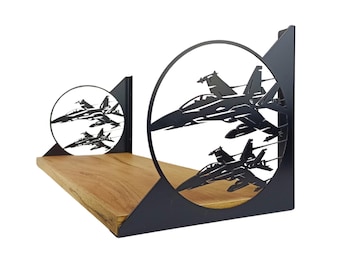 Archivos DXF de soportes para estantes de aviones de combate F-16 – Soportes metálicos para estantes de aviones de combate – Plantilla cortada a láser CNC – Fotos reales del producto