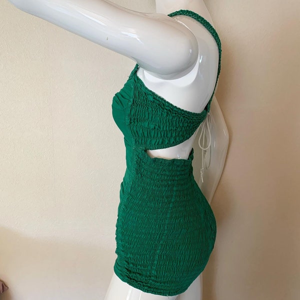 Vintage 1940s Kelly Green Swimsuit Cotton