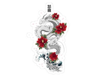 Pegatinas troqueladas con diseño de tatuaje de dragón de Yakuza