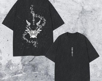 Camiseta vintage con máscara de samurái urbano – Ropa urbana japonesa