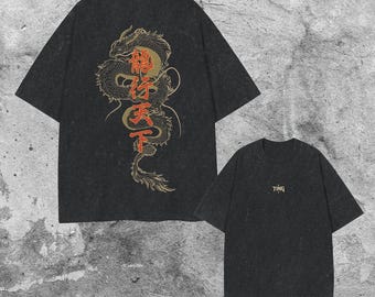 T-shirt Dragon d'or, T-shirt unisexe style vintage