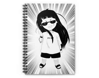 Machi Anime Spiral Notebook, Kawaii Lined Journal, School Student Supplies