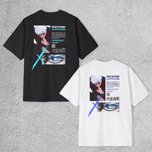 Anime Inspired Tee, Jujutsu Kaisen Shirt, Oversized Graphic Tee, Gojo Satoru Fan Gift, Men&#39;s Anime T-Shirt, Gojo oversized T-shirt