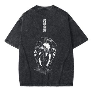 Distressed Cotton Vintage Sukuna T-Shirt | Jujutsu Kaisen Anime Streetwear Tee | Casual Oversized Graphic Shirt