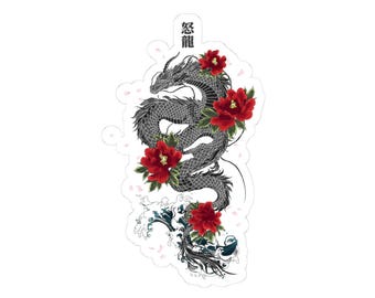 Pegatinas troqueladas del dragón de la Yakuza japonesa