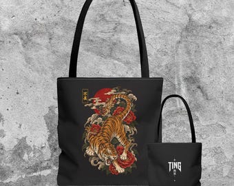 Sac fourre-tout motif tigre japonais, art streetwear, cadeau d'art asiatique