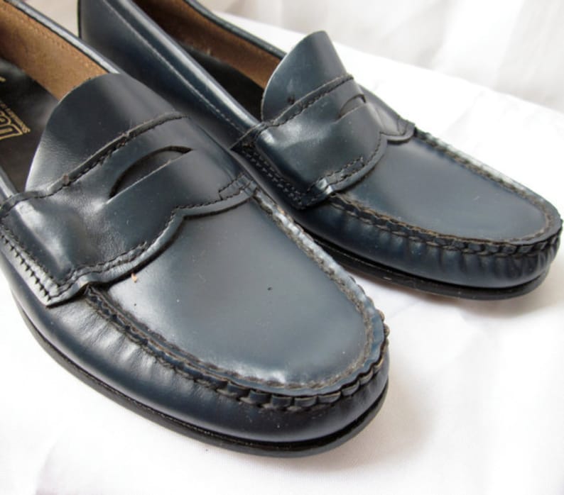 Vintage 1980s NAVY Blue PENNY Loafers Deadstock NEW Etsy