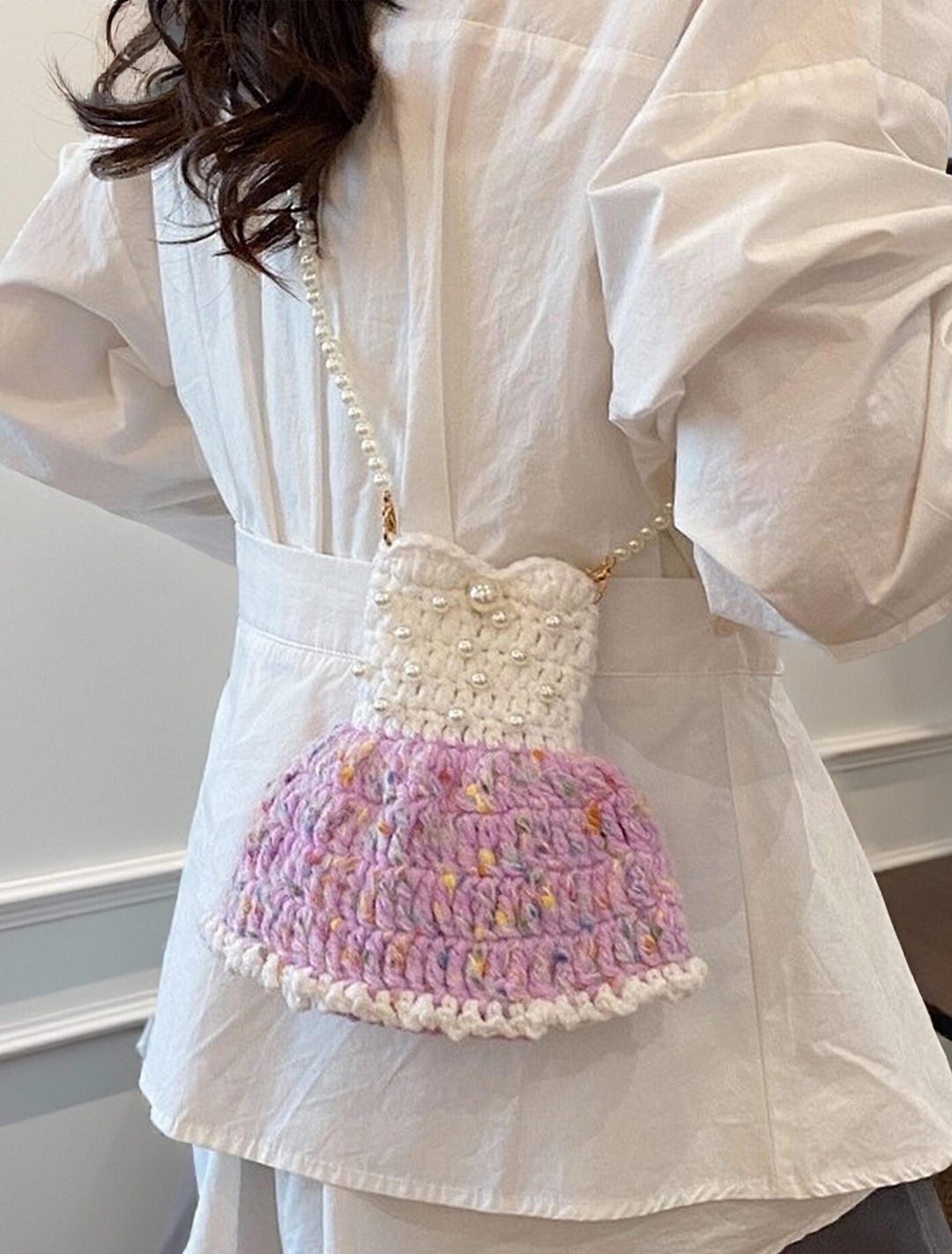 Princess Bucket Bag丨lilac Dress Bucket Bag丨pearl Strap Bucket Bag丨hand ...