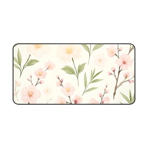 Japanese Flower Desk Mat, XL Mouse Pad, Floral Office Decor, Tech Accessory for Her, Sakura Flowers Mouse Mat, Cherry Blossom Mouse Pad