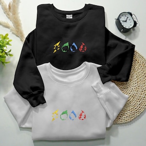 Bulbasaur Pikachu Squirtle Friends Embroidered Sweatshirt Anime PKM Sweater Lover Couple Gifts
