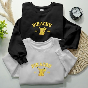 Pikachu Est 1996 Embroidered Sweatshirt, Pikachu PKM EMB Matching Birthday Shirts, Pikachu PKM Japan Anime T-shirt
