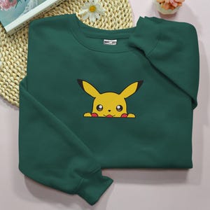 Pikachu Embroidered Sweatshirt, Pikachu PKM EMB Matching Birthday Shirts, Pikachu Japan Anime T-shirt