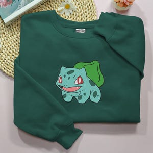 Bulbasaur Embroidered Sweatshirt, Bulbasaur PKM EMB Matching Birthday Shirts, Bulbasaur Japan Anime T-shirt