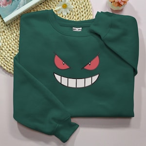 Gengar PKM Embroidered Sweatshirt, Gengar PKM EMB Matching Birthday Shirts, Gengar Japan Anime T-shirt