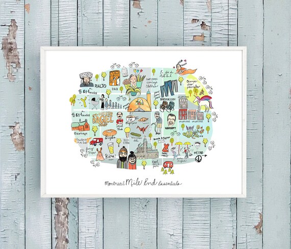Mile End Montreal Map Map Montreal Essentials Mile End Original Funny Bilingual | Etsy Uk