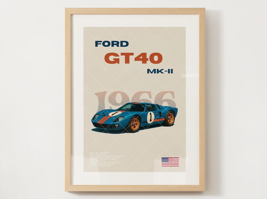 Ford GT40 MK-II Le Mans 1966 Race Car Poster (digital Download) - Etsy