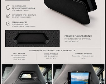 Cupra / Seat / VW Tablet & Smartphone Holder suitable for Formentor / Leon / Born / Ateca **Generation 2**