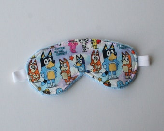 Child or Adult Sleep Mask - Blue Dog (3 Layer Light Blocking Eye Mask)