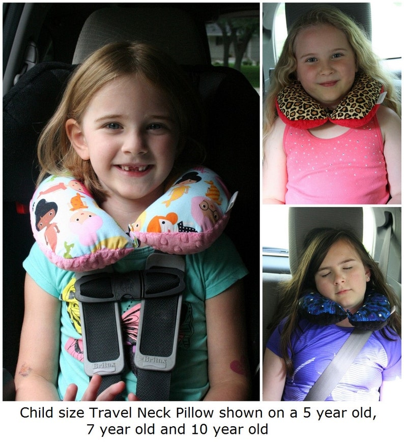 Toddler/Child/Adult Travel Neck Pillow In My Travel Era Reversible w/ Minky Back Choose Your Color Comfortable Ergonomic Design image 8