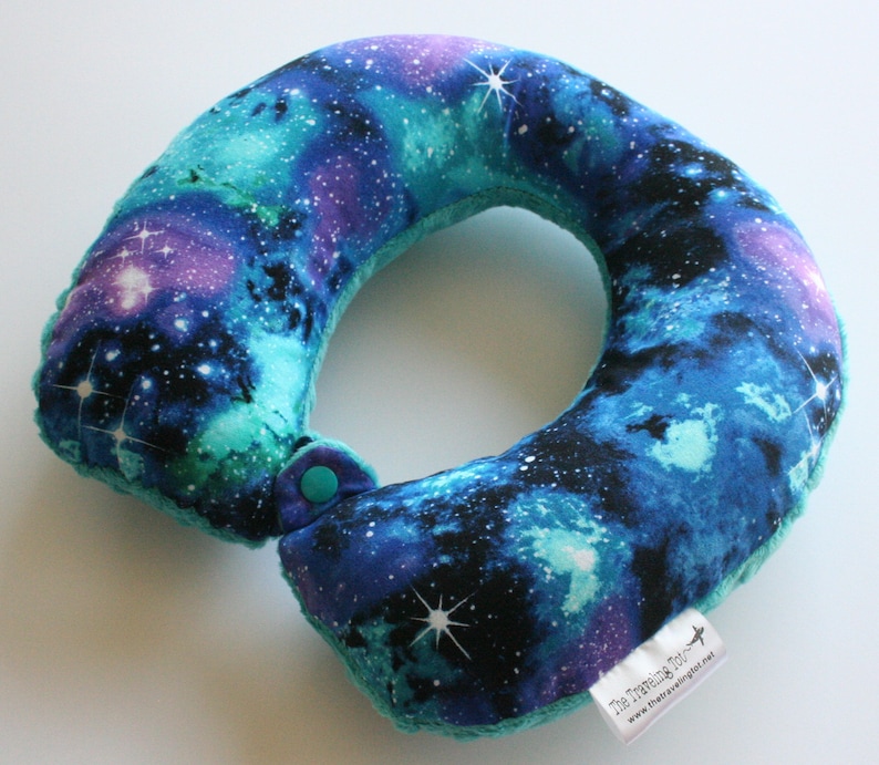 Toddler/Child/Adult Travel Neck Pillow Galaxy Reversible w/ Minky Back Choose Your Color Comfortable Ergonomic Design image 1