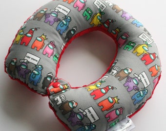Toddler/Child Travel Neck Pillow - Sus (Reversible w/ Minky Back - Choose Your Color) - Comfortable Ergonomic Design