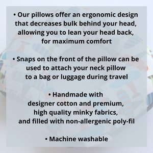 Toddler/Child/Adult Travel Neck Pillow In My Travel Era Reversible w/ Minky Back Choose Your Color Comfortable Ergonomic Design image 6