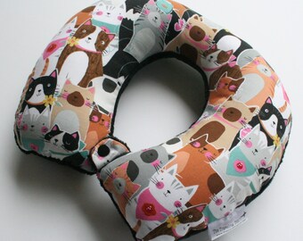 Toddler/Child/Adult Travel Neck Pillow - Purrfect (Reversible w/ Minky Back - Choose Your Color) - Comfortable Ergonomic Design