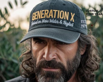 Custom Gen X Embroidered Hat, Personalized Generation X Cap, Raised on Hose Water and Neglect Nostalgia Cap Gift For Father&#39;s Day