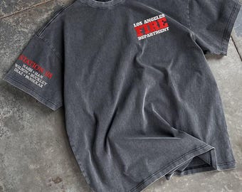 Embroidered 9-1-1 TV Show Fire Department Washed Shirt ,Cozy Unisex Apparel, Casual Wear, Station 118, ,911 TV Show Shirt, Washed Tee