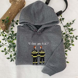 Bluza z haftowanym napisem „I Love You” dla dzieci, bluza z okrągłym dekoltem Nash & Buck 9-1-1 z serialu telewizyjnego Straż Pożarna, stacja 118, sweter 911