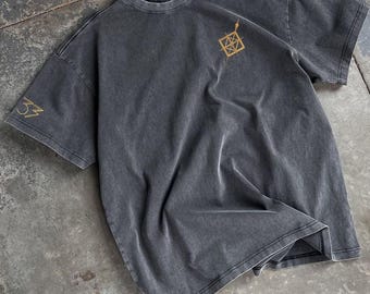 Embroidered Expedition 33 Badge Washed Tee, Expedition 33 Embroidered Shirt, Maelle&#39;s Brooch, Perfect Gift for Game Fans