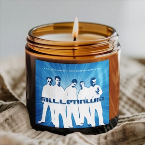 Vela Millennium dos Backstreet Boys - Cera Natural de Coco e Damasco, Presente, Engraçado, Celebridade, BSB, Nick, AJ, Kevin, Brian Howie, Esfera, Boyband