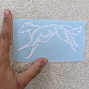 Zoom Silken - die cut white all weather vinyl sticker of a silken windhound running borzoi lurcher longdog windsprite lgra notra