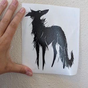 Spoopy Standing Silken - die cut Black all weather vinyl sticker of a silken windhound running borzoi lurcher longdog windsprite lgra notra