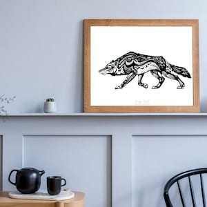 Night Wolf- fijne kunst inkt illustratie voor mannen vrouwen cadeau honden wildlife kunst