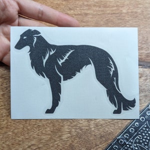 Standing Sighthound sticker- die cut holographic or glitter all weather vinyl sticker of a Windhound conformation Borzoi windsprite