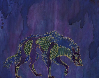 Giclee print of "Zoi Foo Dog" -  A Borzoi Foo Dog