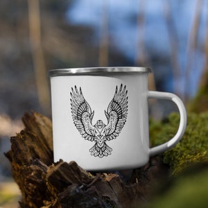 Landing Raven Enamel Mug