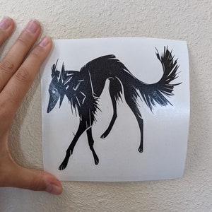 Spoopy Trotting Silken - die cut Black all weather vinyl sticker of a silken windhound running borzoi lurcher longdog windsprite lgra notra