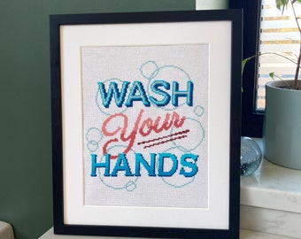 Wash Your Hands - Modern Cross Stitch KIT